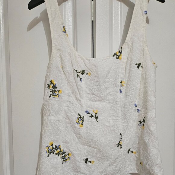 Anthropologie White embroidered cotton top with corset detail - Picture 3 of 9